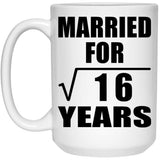4th Anniversary Married For Square Root of 16 Years - 15oz Coffee Mug