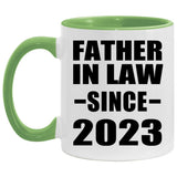 Father In Law Since 2023 - 11oz Accent Mug Green