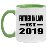 Father In Law Established EST. 2019 - 11oz Accent Mug Green