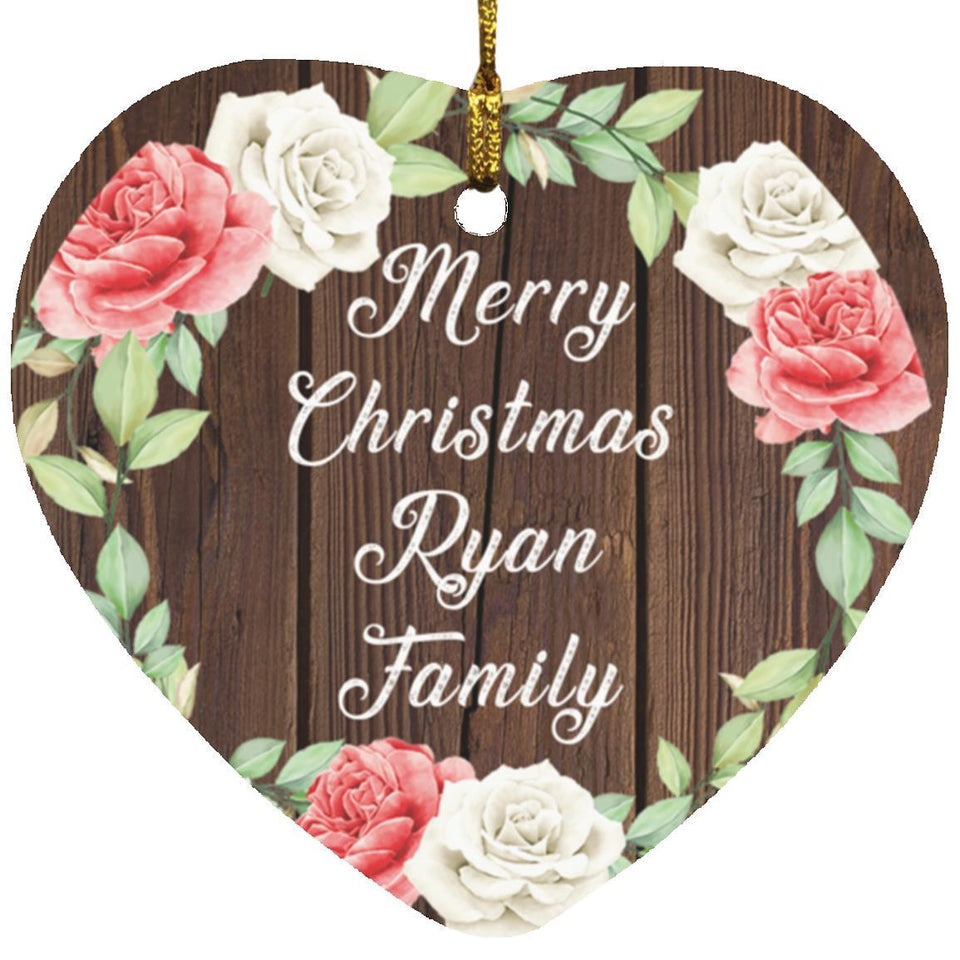 Merry Christmas Ryan Family - Heart Ornament A