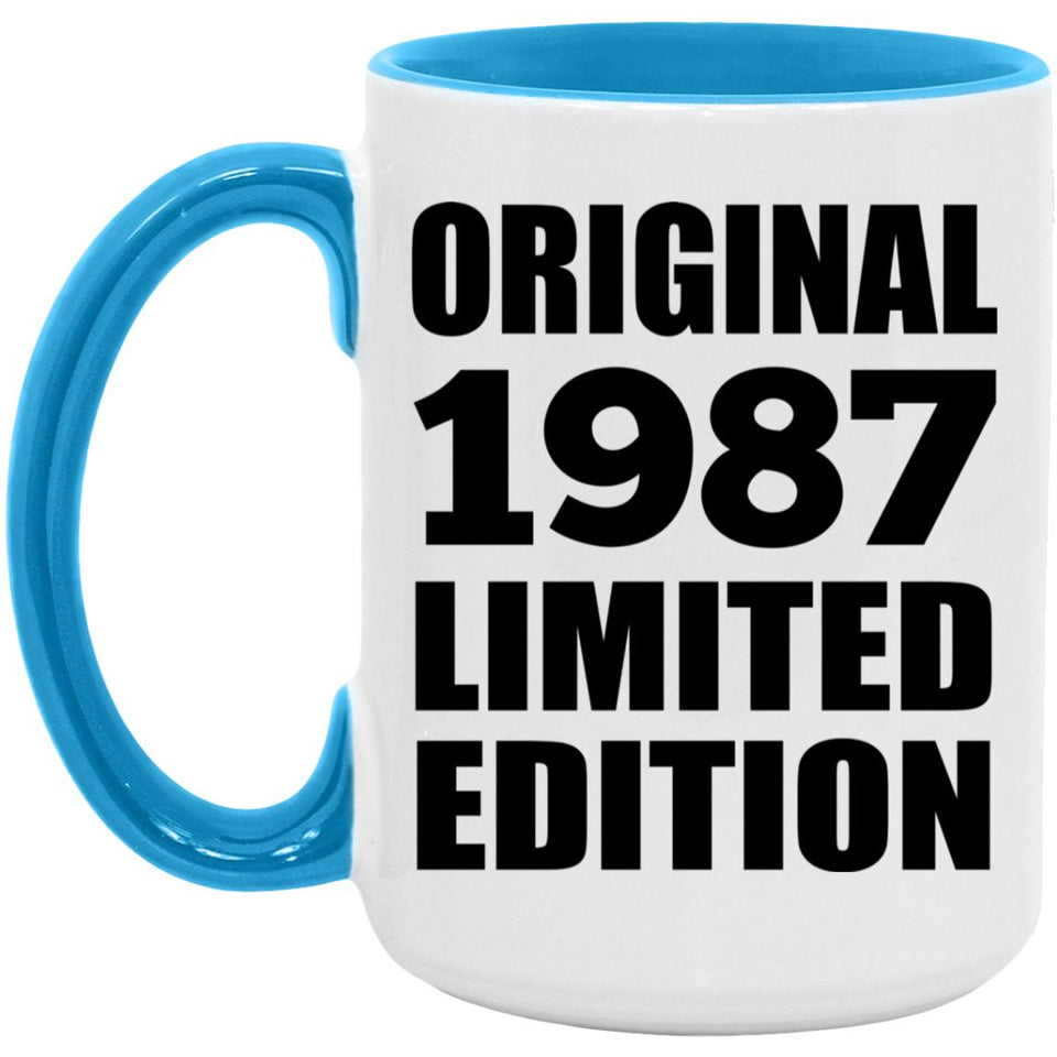 37th Birthday Original 1987 Limited Edition - 15oz Accent Mug Blue