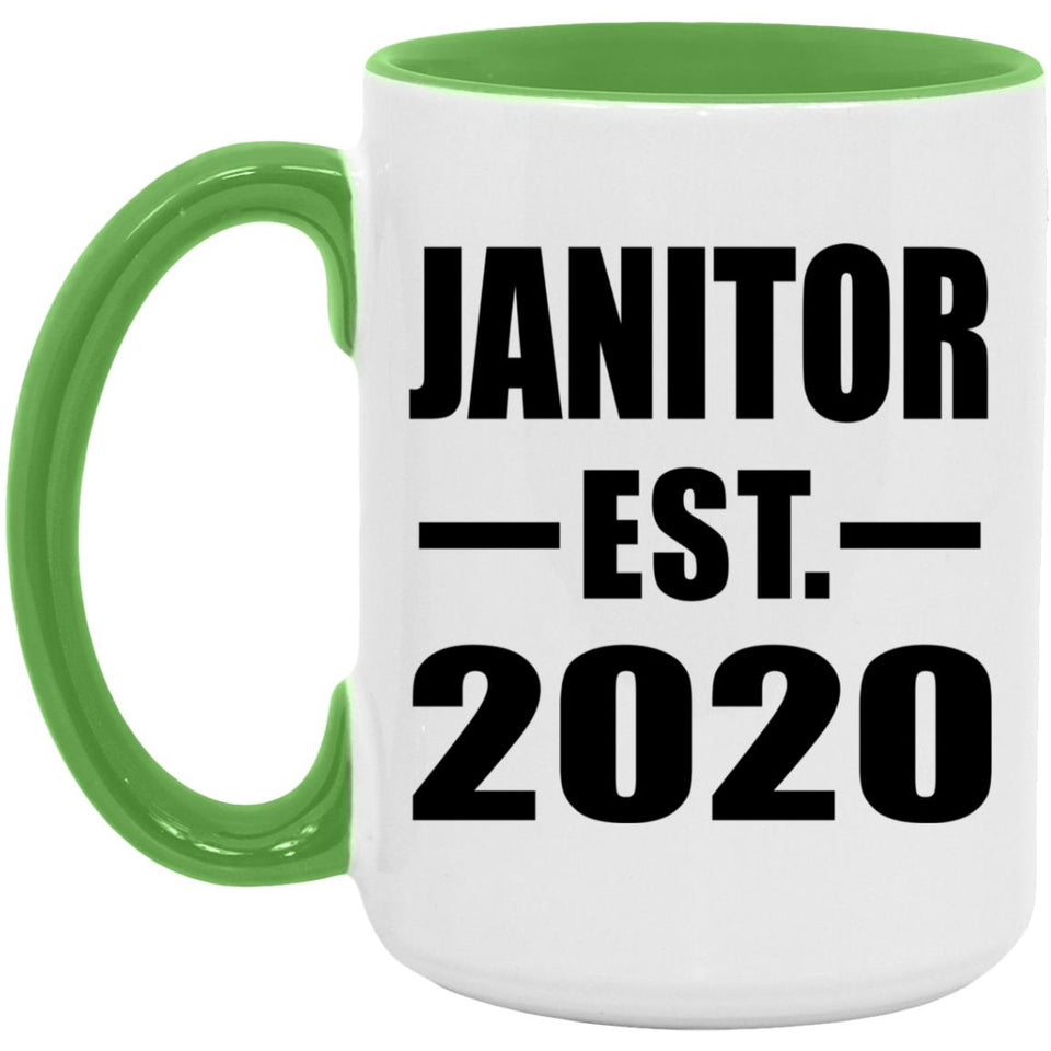 Janitor Established EST. 2020 - 15oz Accent Mug Green