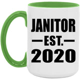 Janitor Established EST. 2020 - 15oz Accent Mug Green