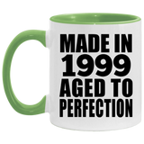 25th Birthday Made In 1999 Aged to Perfection - 11oz Accent Mug Green