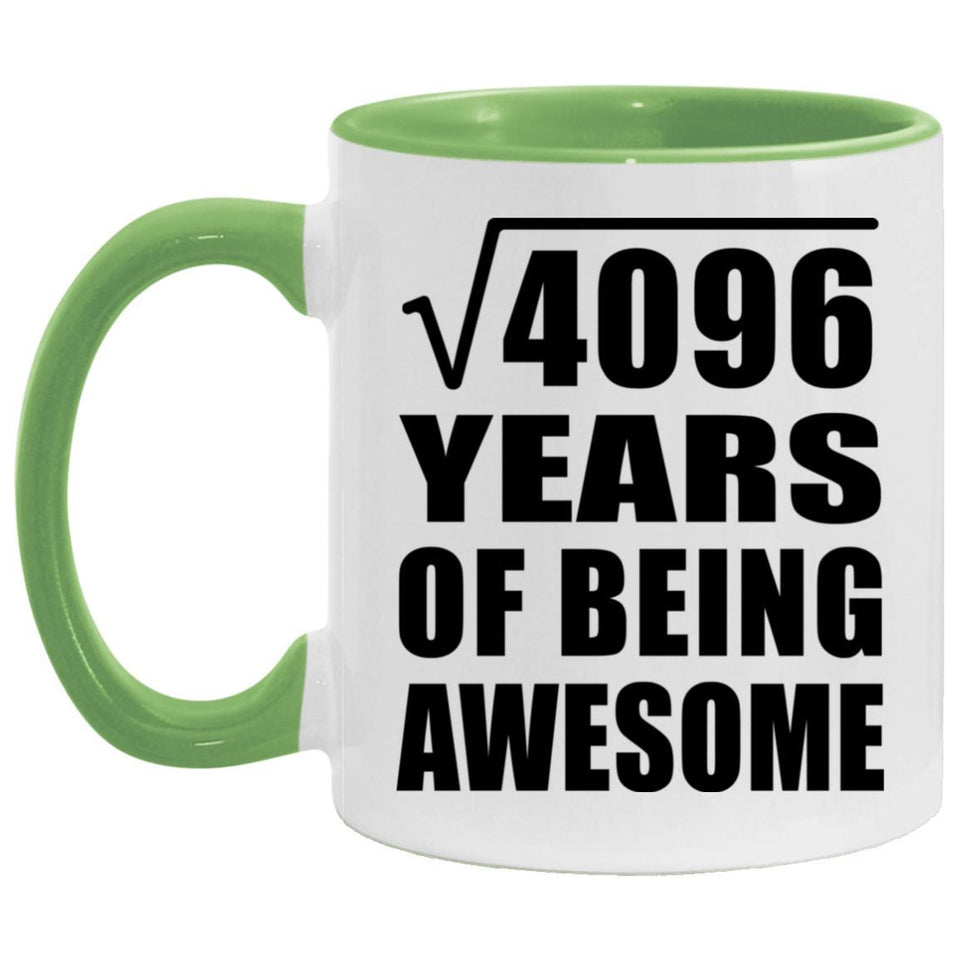 64th Birthday Square Root of 4096 Years of Being Awesome - 11oz Accent Mug Green