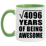 64th Birthday Square Root of 4096 Years of Being Awesome - 11oz Accent Mug Green