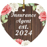 Insurance Agent Established Est. 2024 - Heart Ornament A