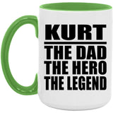 Kurt The Dad The Hero The Legend - 15oz Accent Mug Green