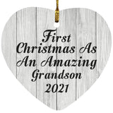 First Christmas As An Amazing Grandson 2021 - Heart Ornament F