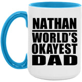 Nathan World's Okayest Dad - 15oz Accent Mug Blue
