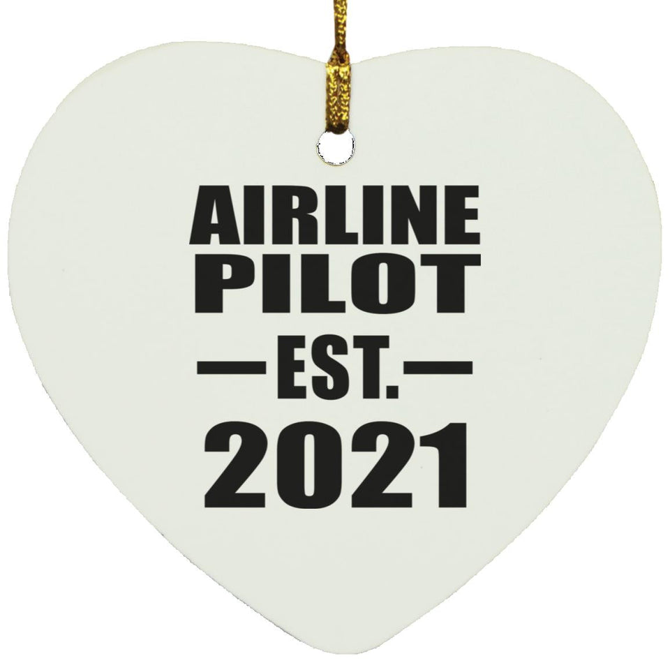 Airline Pilot Established EST. 2021 - Heart Ornament