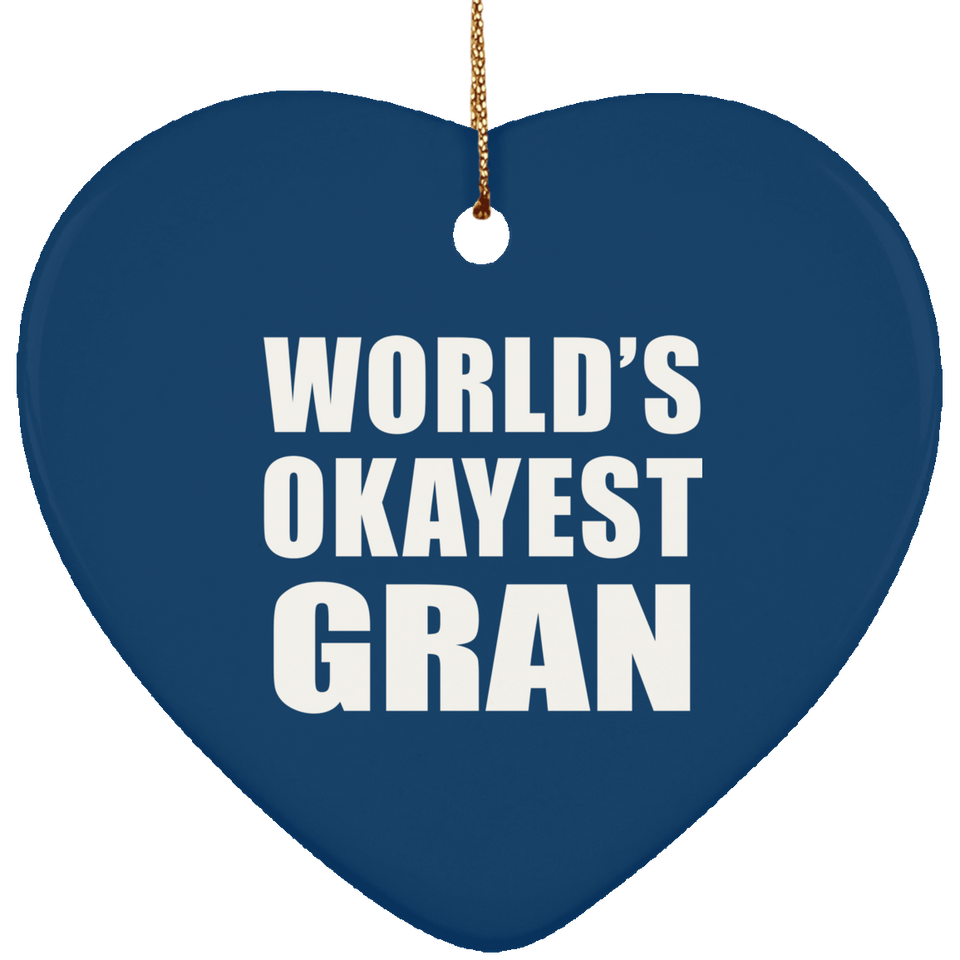 World's Okayest Gran - Heart Ornament