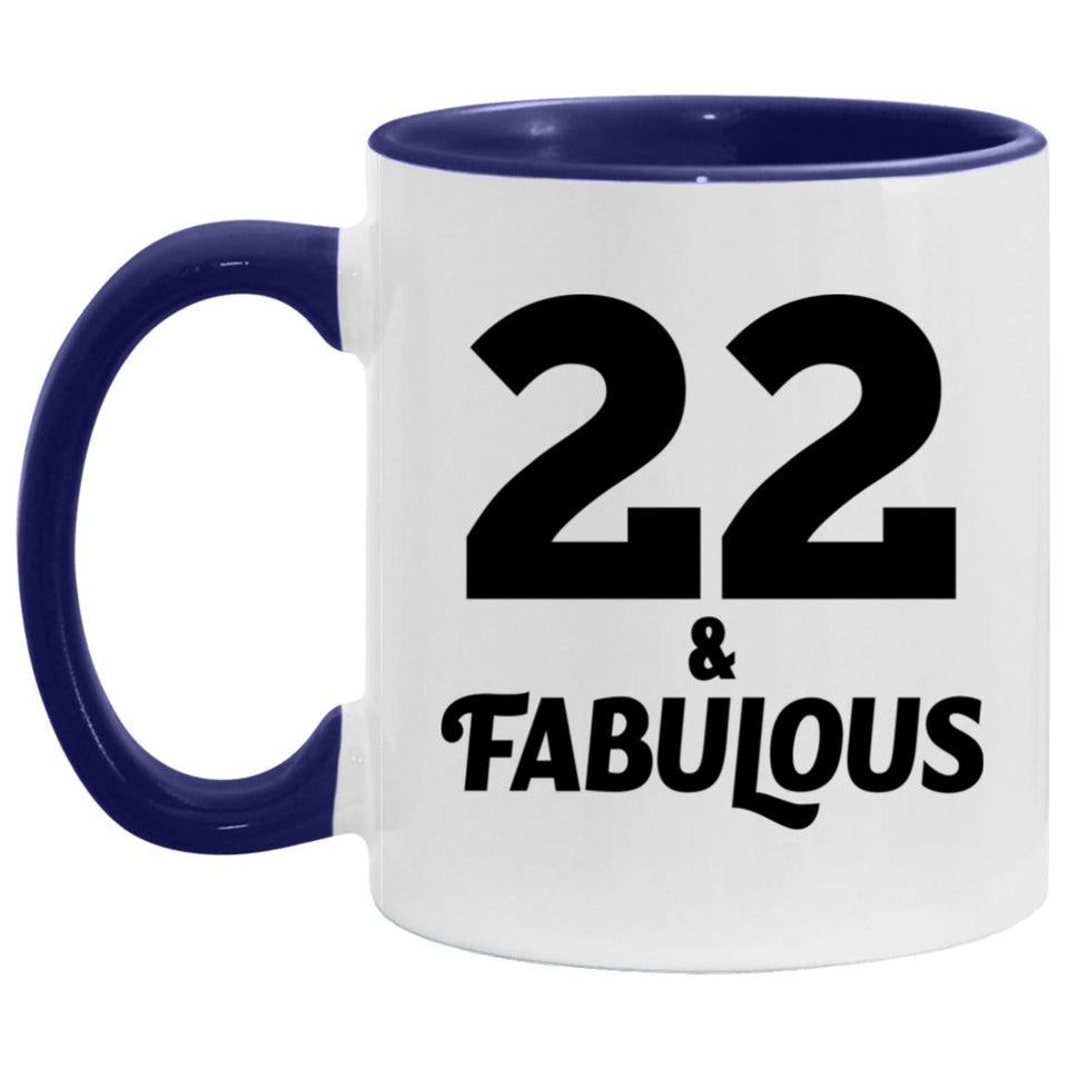 22nd Birthday 22 & Fabulous - 11oz Accent Mug Purple