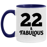 22nd Birthday 22 & Fabulous - 11oz Accent Mug Purple