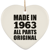 61st Birthday Made in 1963 All Parts Original - Heart Ornament