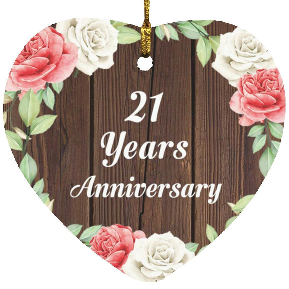 21st Anniversary 21 Years Anniversary - Heart Ornament A