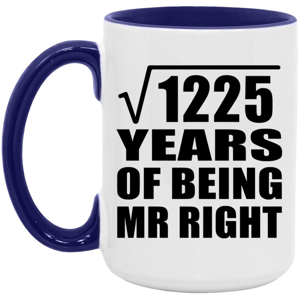 35th Anniversary Square Root of 1225 Years of Being Mr Right - 15oz Accent Mug Purple
