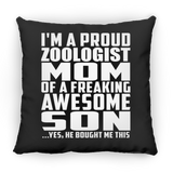 Proud Zoologist Mom Of Awesome Son - Throw Pillow Black
