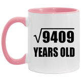 97th Birthday Square Root of 9409 Years Old - 11oz Accent Mug Pink