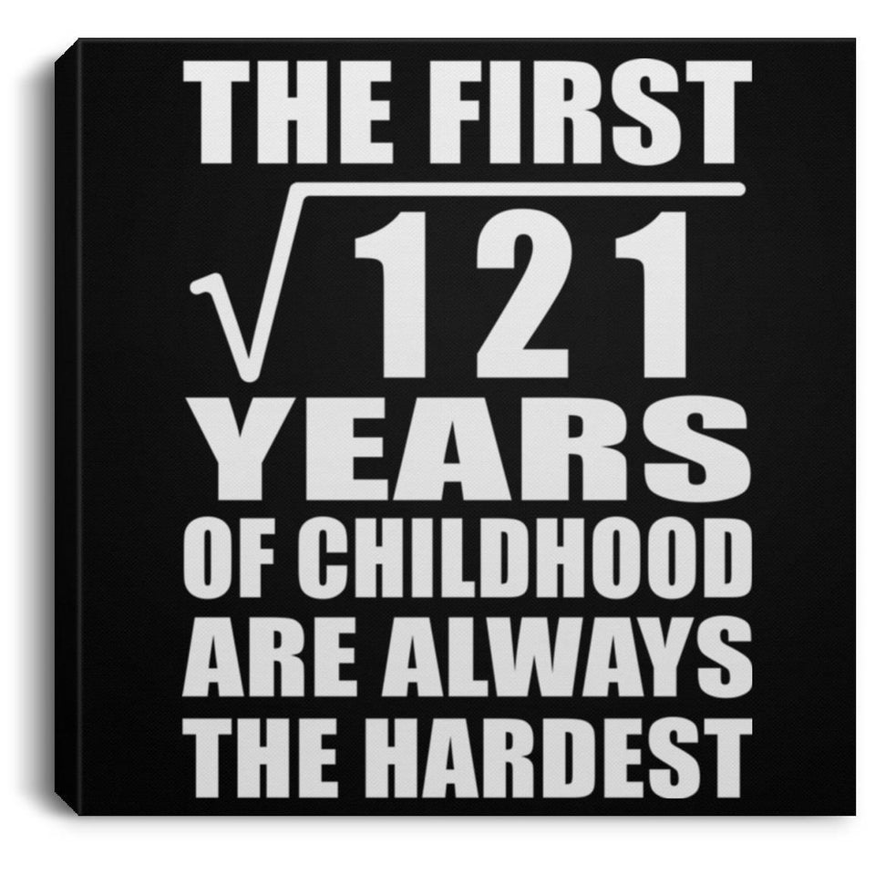 11th Birthday Square Root of 121 Years of Childhood - Canvas Square