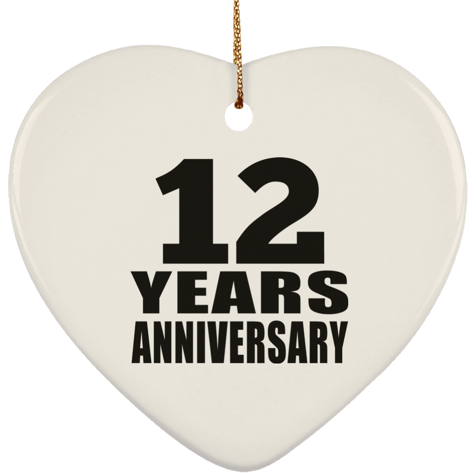 12th Anniversary 12 Years - Heart Ornament