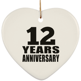 12th Anniversary 12 Years - Heart Ornament