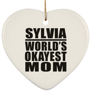 Sylvia World's Okayest Mom - Heart Ornament