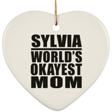 Sylvia World's Okayest Mom - Heart Ornament