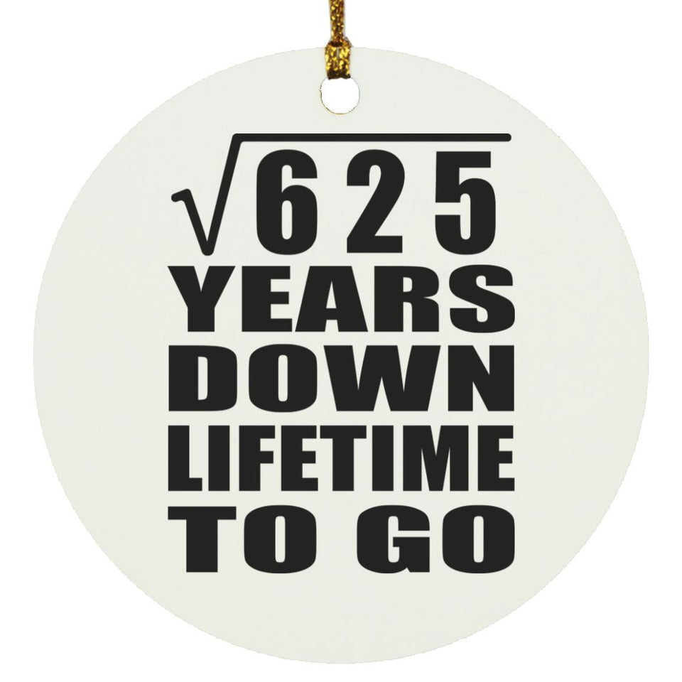 25th Anniversary Square Root of 625 Years Lifetime To Go - Circle Ornament