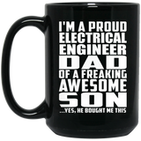 Proud Electrical Engineer Dad Of Awesome Son - 15 Oz Coffee Mug Black