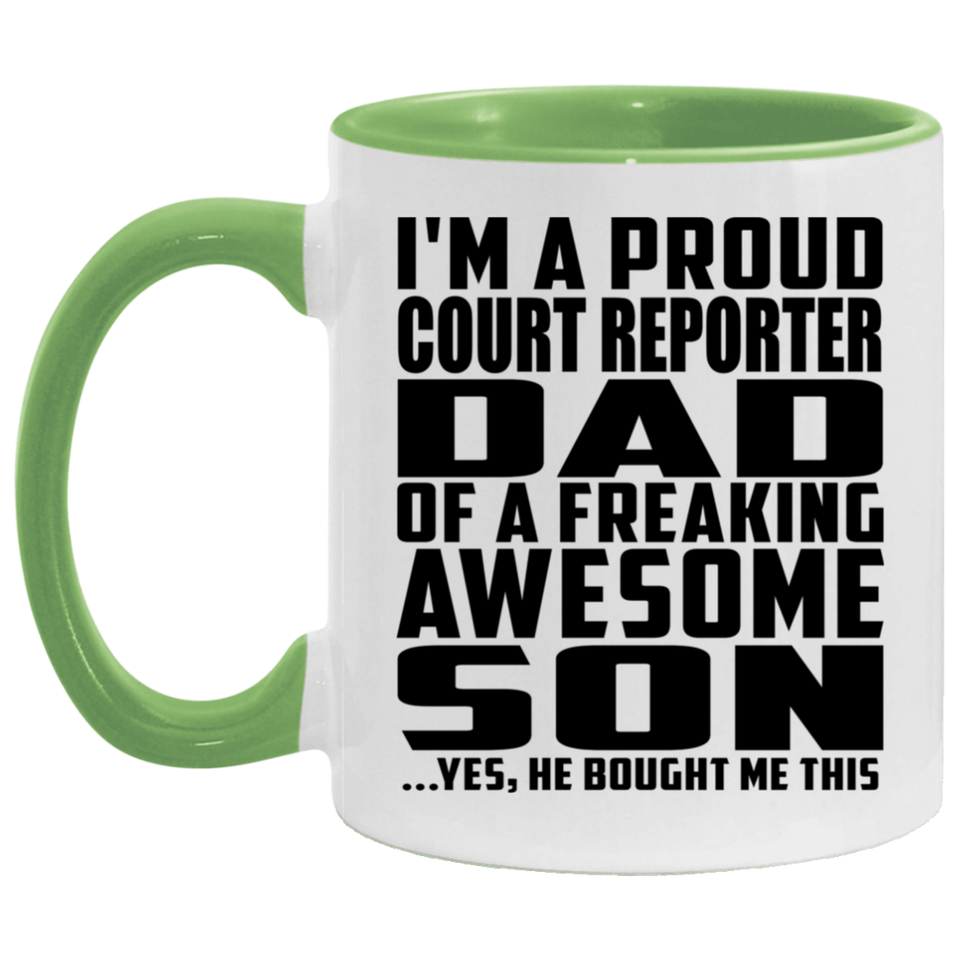 Proud Court Reporter Dad Of Awesome Son - 11oz Accent Mug Green