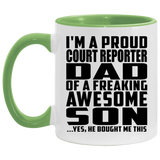 Proud Court Reporter Dad Of Awesome Son - 11oz Accent Mug Green