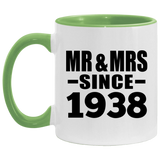 86th Anniversary Mr & Mrs Since 1938 - 11oz Accent Mug Green