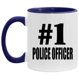 Number One #1 Police Officer - 11oz Accent Mug Purple