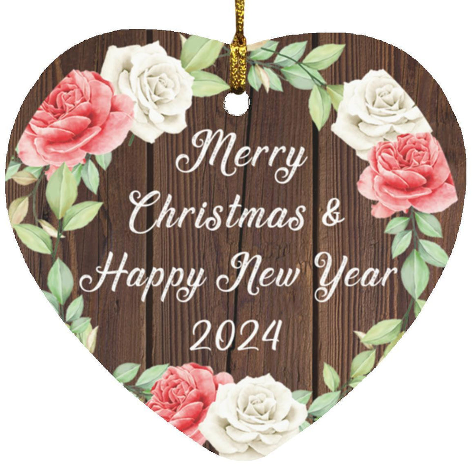 Merry Christmas & Happy New Year 2024 - Heart Ornament A