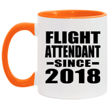 Flight Attendant Since 2018 - 11oz Accent Mug Orange