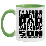 Proud Security Guard Dad Of Awesome Son - 11oz Accent Mug Green