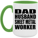 Dad Husband Sheet Metal Worker - 15oz Accent Mug Green