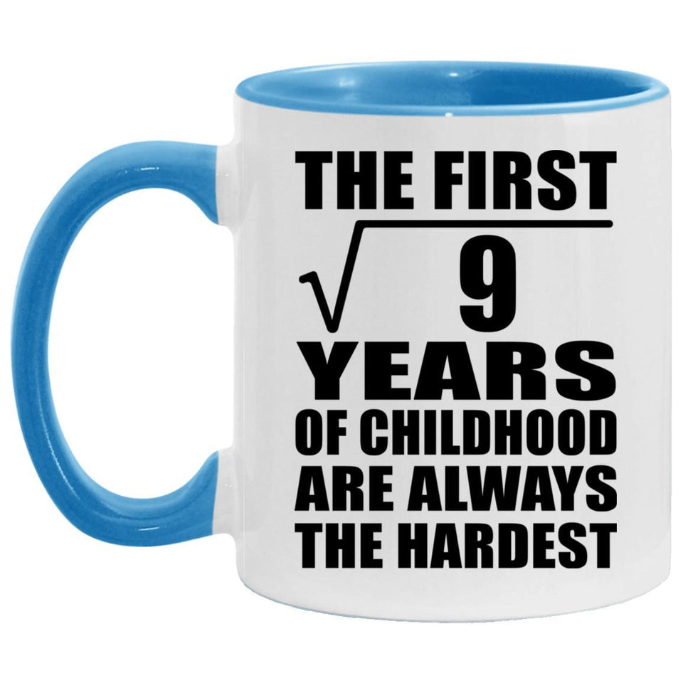 3rd Birthday Square Root of 9 Years of Childhood - 11oz Accent Mug Blue