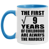 3rd Birthday Square Root of 9 Years of Childhood - 11oz Accent Mug Blue