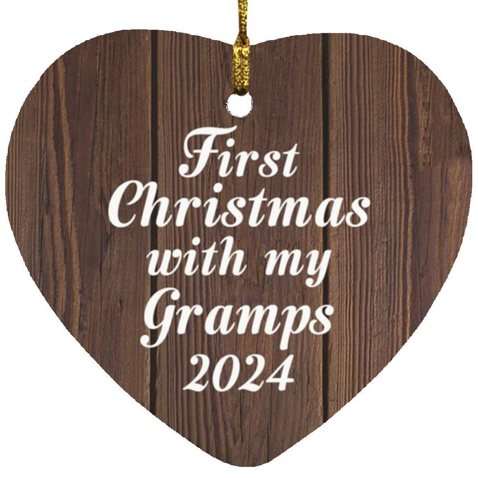 First Christmas With My Gramps 2024 - Heart Ornament D