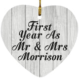 First Year As Mr & Mrs Morrison - Heart Ornament F