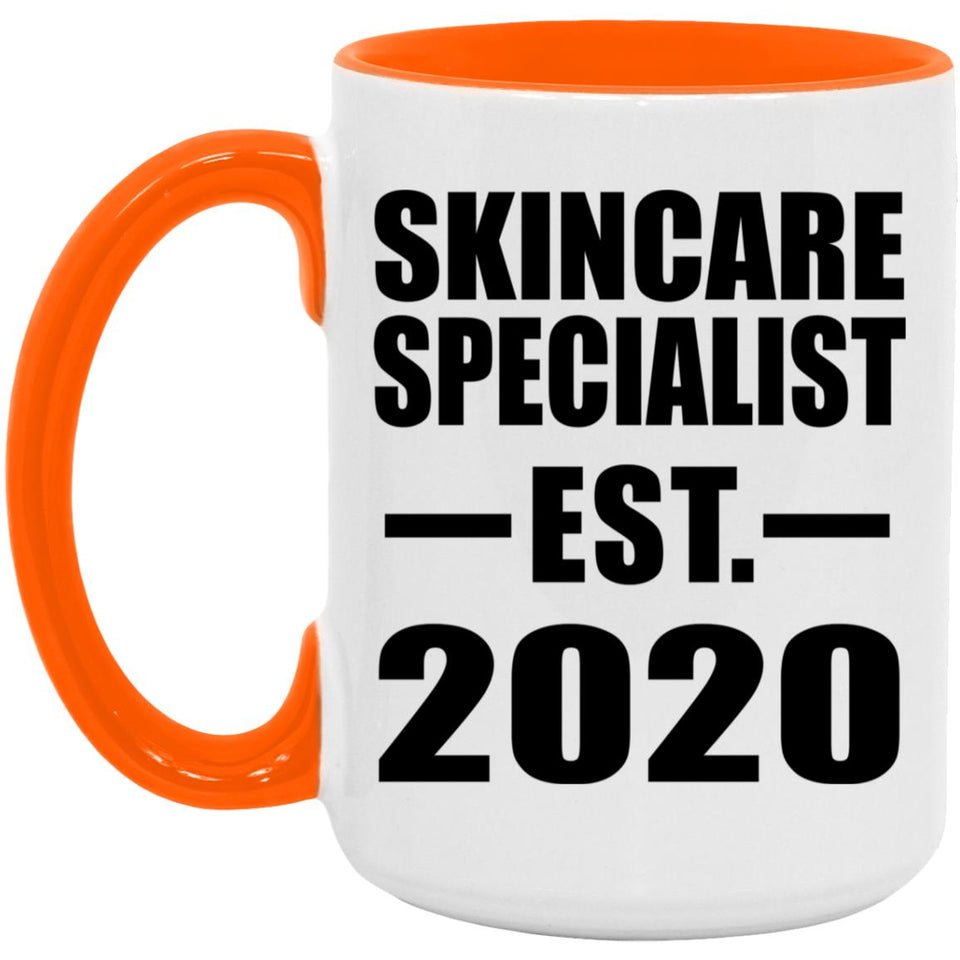 Skincare Specialist Established EST. 2020 - 15oz Accent Mug Orange