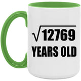 113th Birthday Square Root of 12769 Years Old - 15oz Accent Mug Green