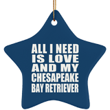 All I Need Is Love And My Chesapeake Bay Retriever - Star Ornament