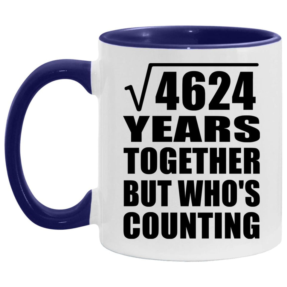 68th Anniversary Square Root of 4624 Years Who's Counting - 11oz Accent Mug Purple
