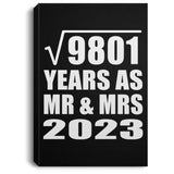 99th Anniversary Square Root of 9801 Years As Mr & Mrs 2023 - Canvas Portrait
