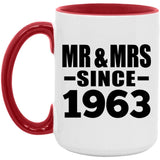 61st Anniversary Mr & Mrs Since 1963 - 15oz Accent Mug Red
