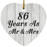 86th Anniversary 86 Years As Mr & Mrs - Heart Ornament F