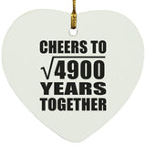70th Anniversary Cheers To Square Root of 4900 Years Together - Heart Ornament
